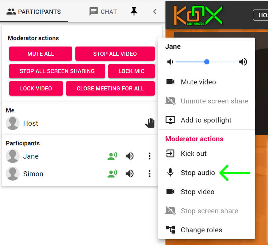 KonX - Moderator Actions - Stop Audio